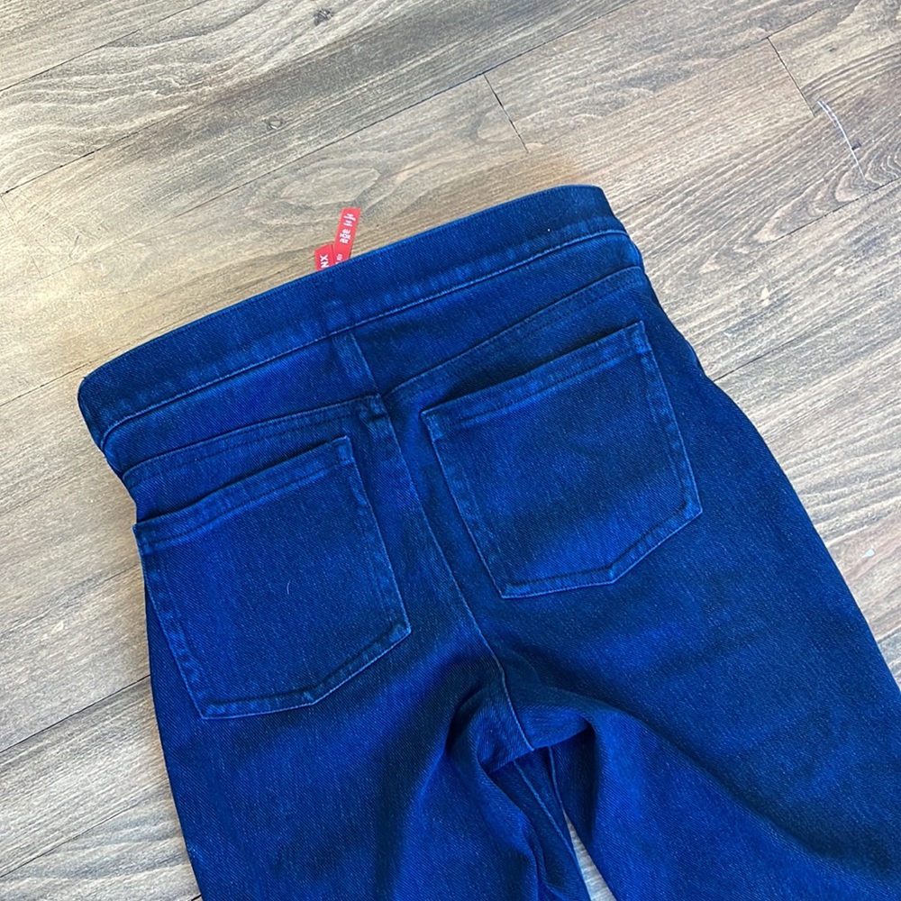 Spanx sweatpant jeans straight leg twilight rinse dark wash high rise waist - Picture 11 of 12